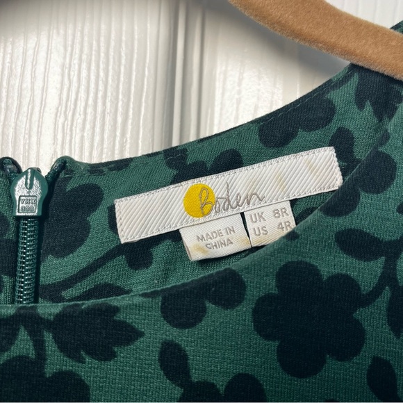 Boden Green Floral Alexis Midi Dress Button Sleeves Size 4R - Picture 2 of 14